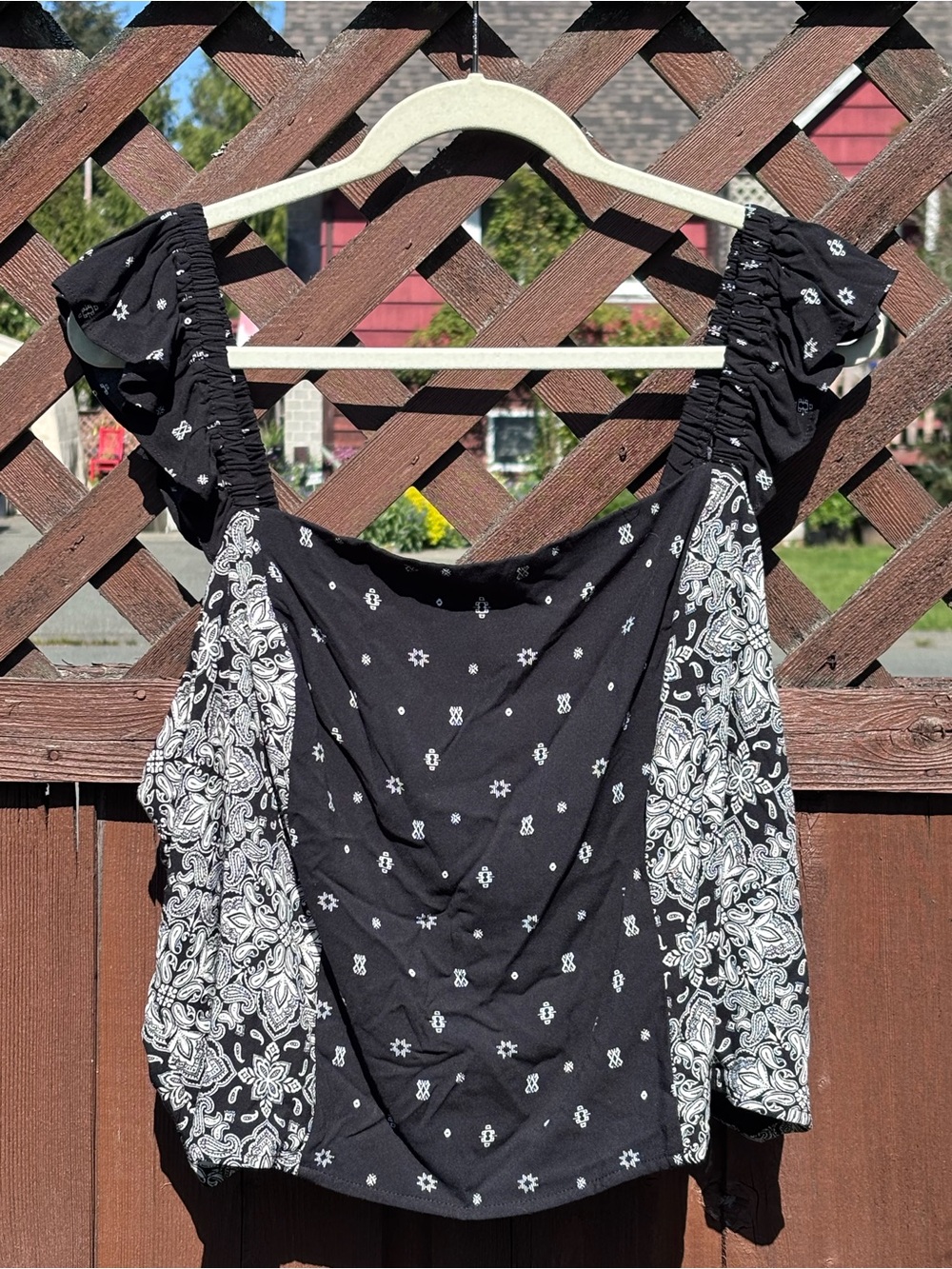 NWT Torrid Challis Smocked Ruffle Trim Top | Size 3X | Boho | Coastal Cowgirl - Picture 4 of 7